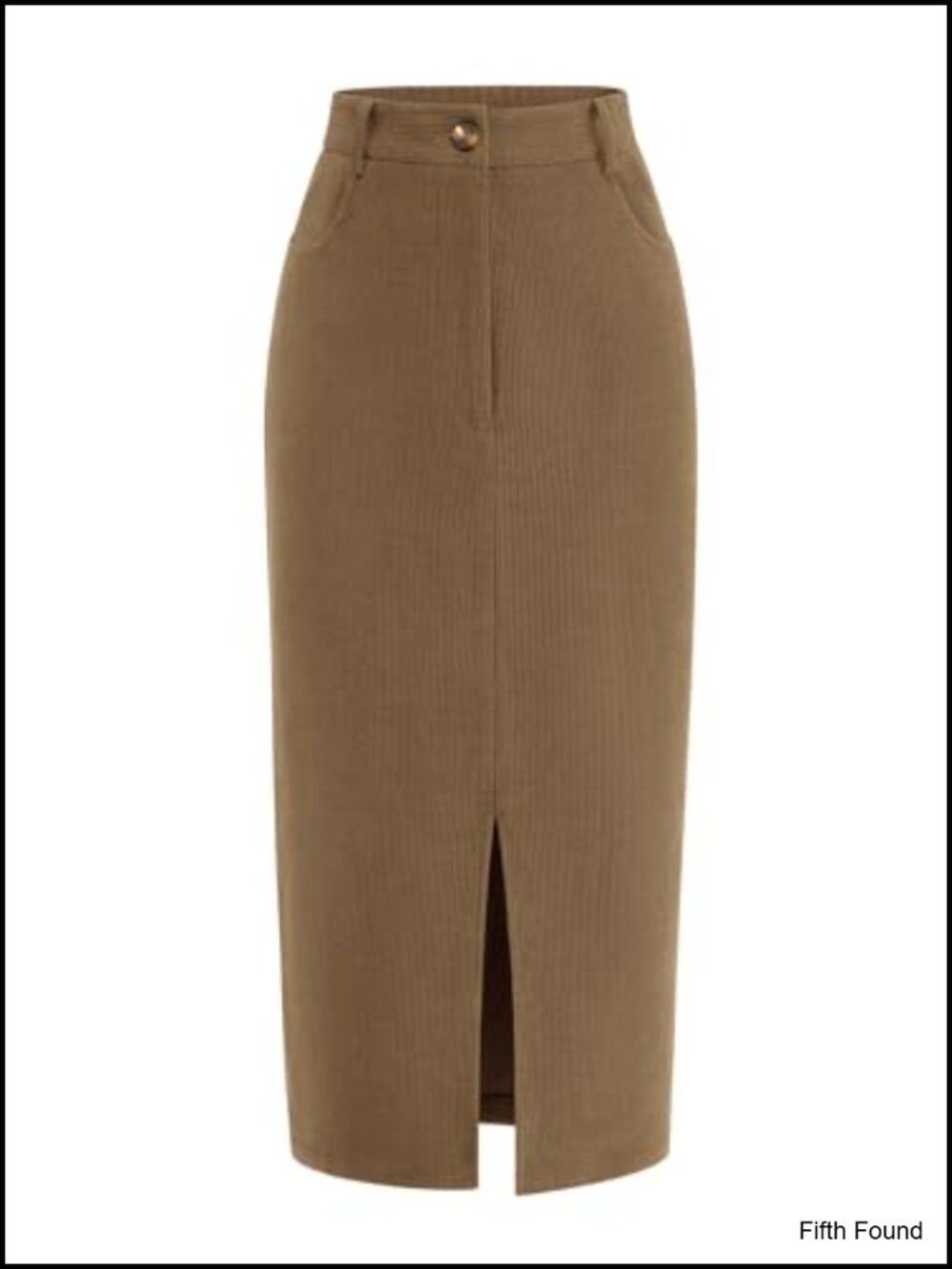 Corduroy Pencil Skirt High Waisted Midi with Slit Pockets Dressy
